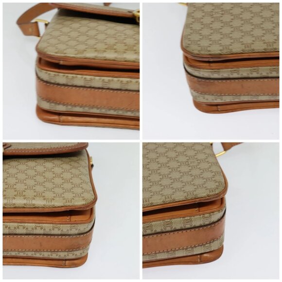 CELINE Macadam Canvas Shoulder Bag Beige Gold - Picture 16 of 16